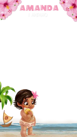 Moldura para Story Aniversário Moana Baby para Editar