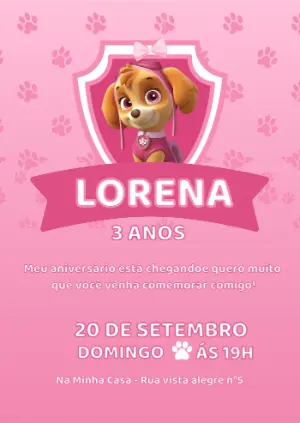 Invito di compleanno Paw Patrol – Statico – Fernanda