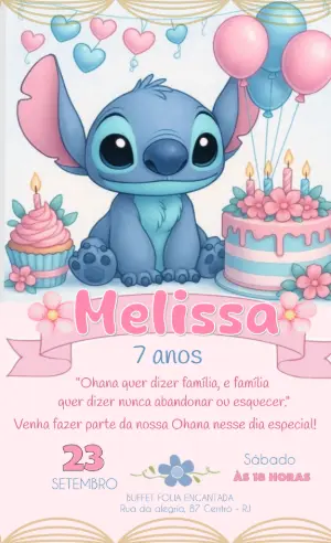 Invitación de cumpleaños Stitch – Estático – Felicity Artes