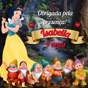 Cartão de Agradecimento Branca de Neve para Editar Online