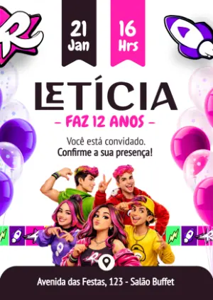 Convite Digital Aniversário Dos Rosa Emilly Vick Editável