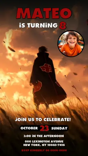 Epic Anime Birthday Video Invitation with Photo to Edit