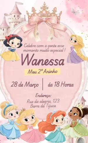 Invitación de cumpleaños Princesas – Estático – PrestigioMkt