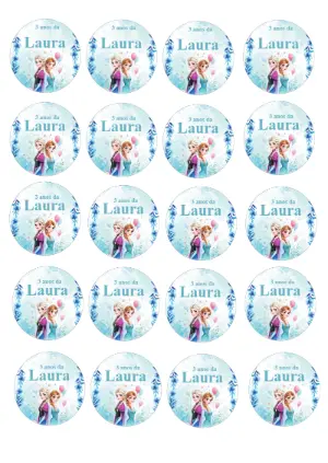 Tag Redonda Aniversário Frozen para Editar Online