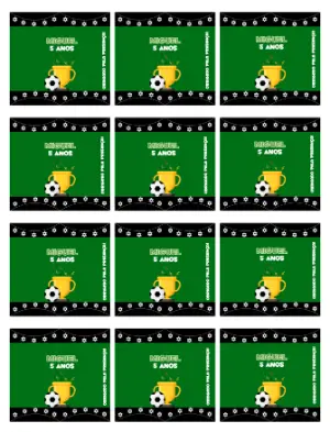 Adesivo para Bala Personalizada Futebol para Festa Infantil Editável