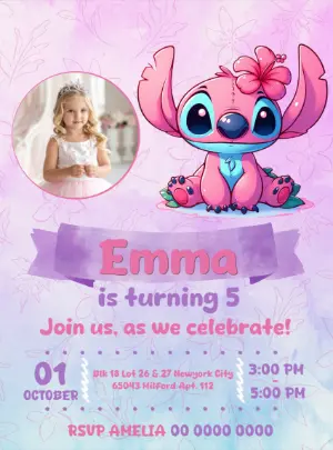 Invitación de cumpleaños Stitch – Estático – Decore Arte