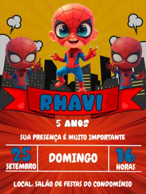 Convite Aniversário Homem Aranha para Editar Online