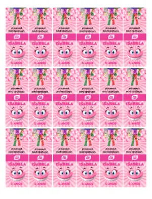 Rótulo para Tic Tac de Aniversário Infantil Fini Rosa Editável