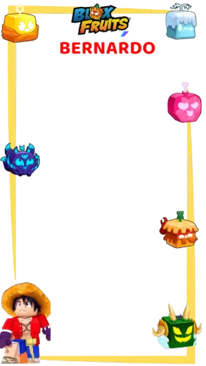 Moldura Aniversário Blox Fruits com Personagens para Editar