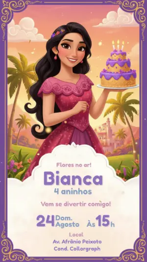 Invitación de cumpleaños Princesas – Estático – CollorGraph EDITOR