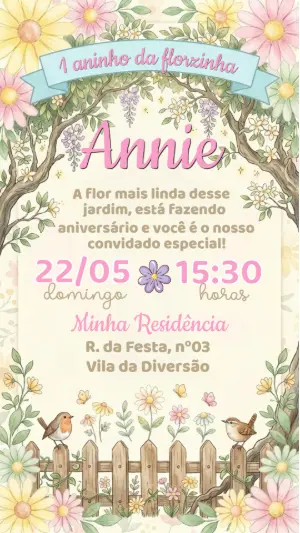 魔法花园生日邀请函 – 静态 – Convide aê!
