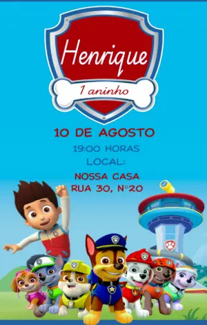 Invito di compleanno Paw Patrol – Statico – FLORZINHA CONVITES