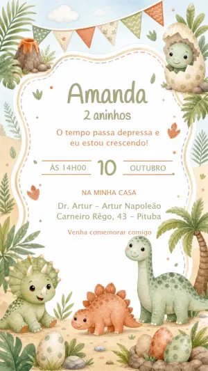 Invitación de cumpleaños Dinosaurio – Estático – CollorGraph EDITOR