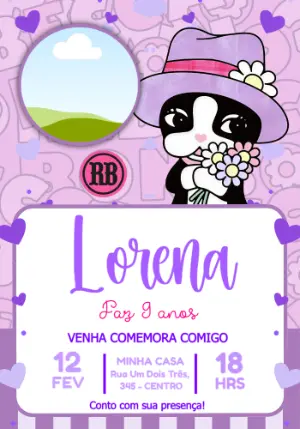 Convite de Aniversário Rebecca Bonbon para Editar
