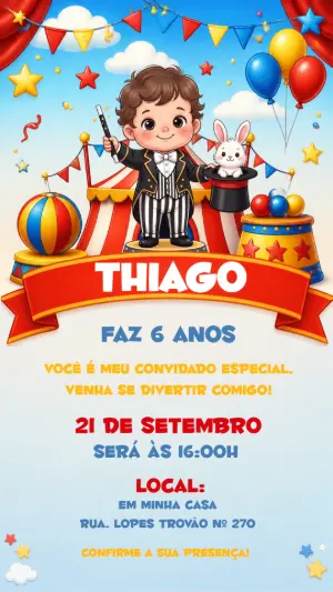 Invitation d'anniversaire Cirque – Statique – CollorGraph EDITOR