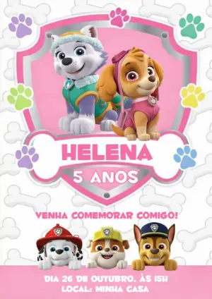 Invito di compleanno Paw Patrol – Statico – Ana Clara