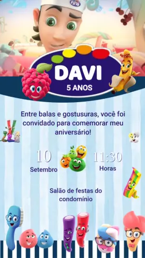 Convite Animado Aniversário Fini para Editar Online
