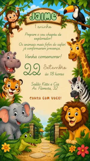 Safari Birthday Invitation – Static – Felicity Artes