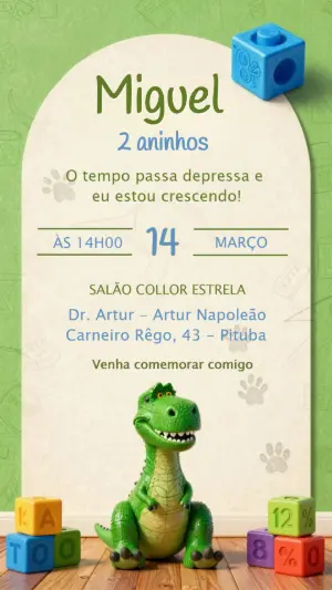 Invitación de cumpleaños Dinosaurio – Estático – CollorGraph EDITOR