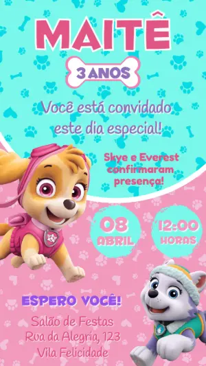 Invito di compleanno Paw Patrol – Statico – Lily Arts Design
