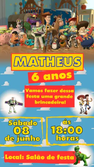 Invitation d'anniversaire Toy Story – Statique – Color Art Studio
