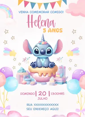 Invitación de cumpleaños Stitch – Estático – Ana Clara