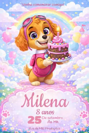 Invito di compleanno Paw Patrol – Statico – Michelle 
