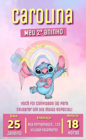 Invitación de cumpleaños Stitch – Estático – PrestigioMkt