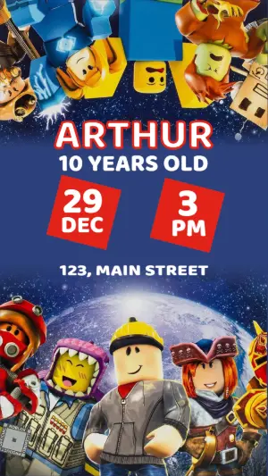 Editable Roblox Birthday Invitation Template | Space Theme