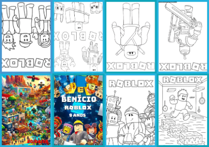 Livrinho de Colorir Roblox Editável para Lembrancinha Infantil