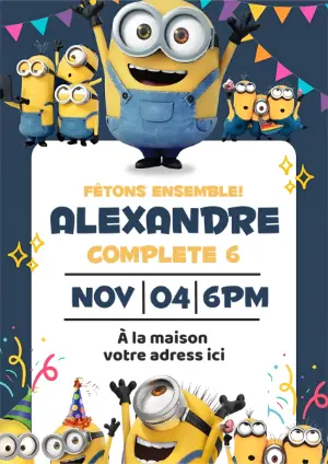 Invitation d'anniversaire Minions amusante, modèle à modifier