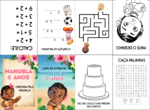 Livro de Atividades Moana Baby Editável para Festa Infantil