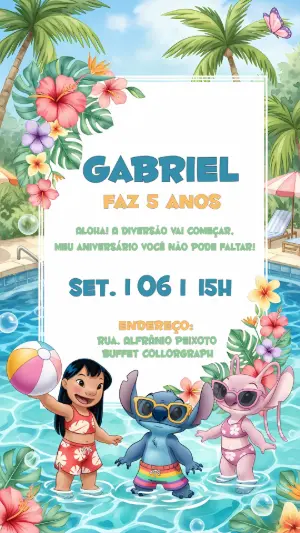 Invitación de cumpleaños Stitch – Estático – CollorGraph Convites