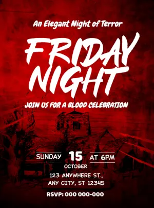 Editable Terror Night Invitation - Spooky Red & Black Flyer