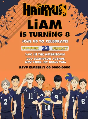 Haikyu!! Anime Birthday Invitation - Editable Digital Template