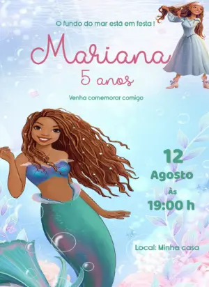 Invitación de cumpleaños La Sirenita – Estático – Convites Personalizados