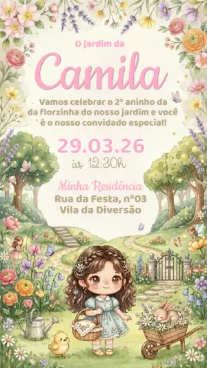 魔法花园生日邀请函 – 静态 – Convide aê!