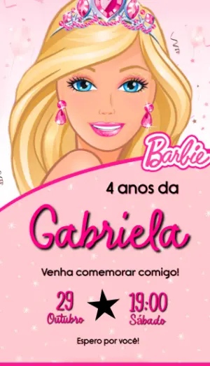 Convite de Aniversário Barbie Princesa para Editar Online