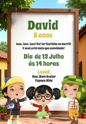 Convite de Aniversário Chaves com Personagens para Editar Online