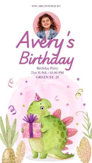 Invitación de cumpleaños Dinosaurio – Estático – Tay