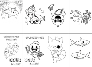 Mini Livro de Colorir Baby Shark Editável para Imprimir