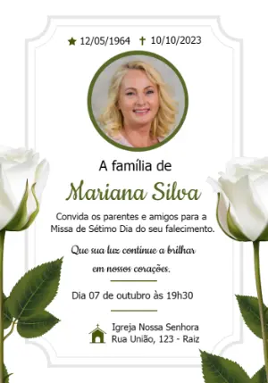Convite Missa de Sétimo Dia com Foto para Editar Online