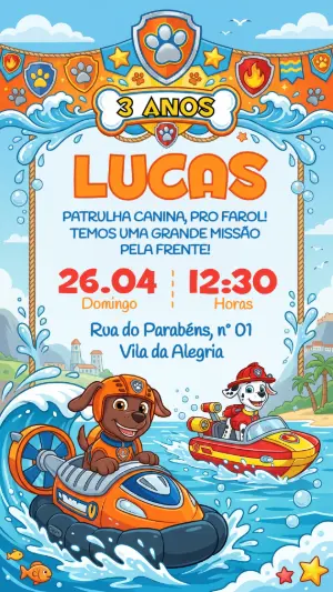Invito di compleanno Paw Patrol – Statico – Festôu Convites