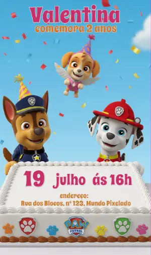 Invito di compleanno Paw Patrol – Statico – Convites Digitais Exclusivos