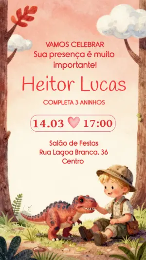 Invitación de cumpleaños Dinosaurio – Estático – CollorGraph EDITOR