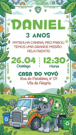 Invito di compleanno Paw Patrol – Statico – Festôu Convites