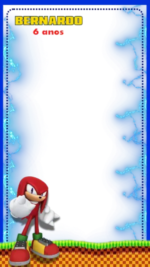 Moldura de Aniversário Knuckles para Editar e Imprimir