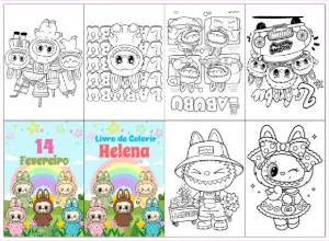 Lembrancinha Labubu: Mini Livro de Colorir para Editar