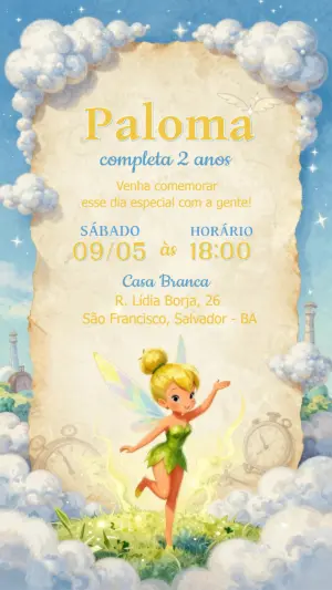 Convite Aniversário Sininho Thinker Bell  Modelo Editável