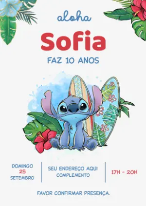 Invitación de cumpleaños Stitch – Estático – Pixel Lab